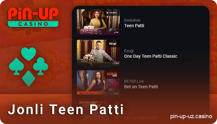 PIN Up-da krupier bilan Teen Patti-onlayn o'ynang